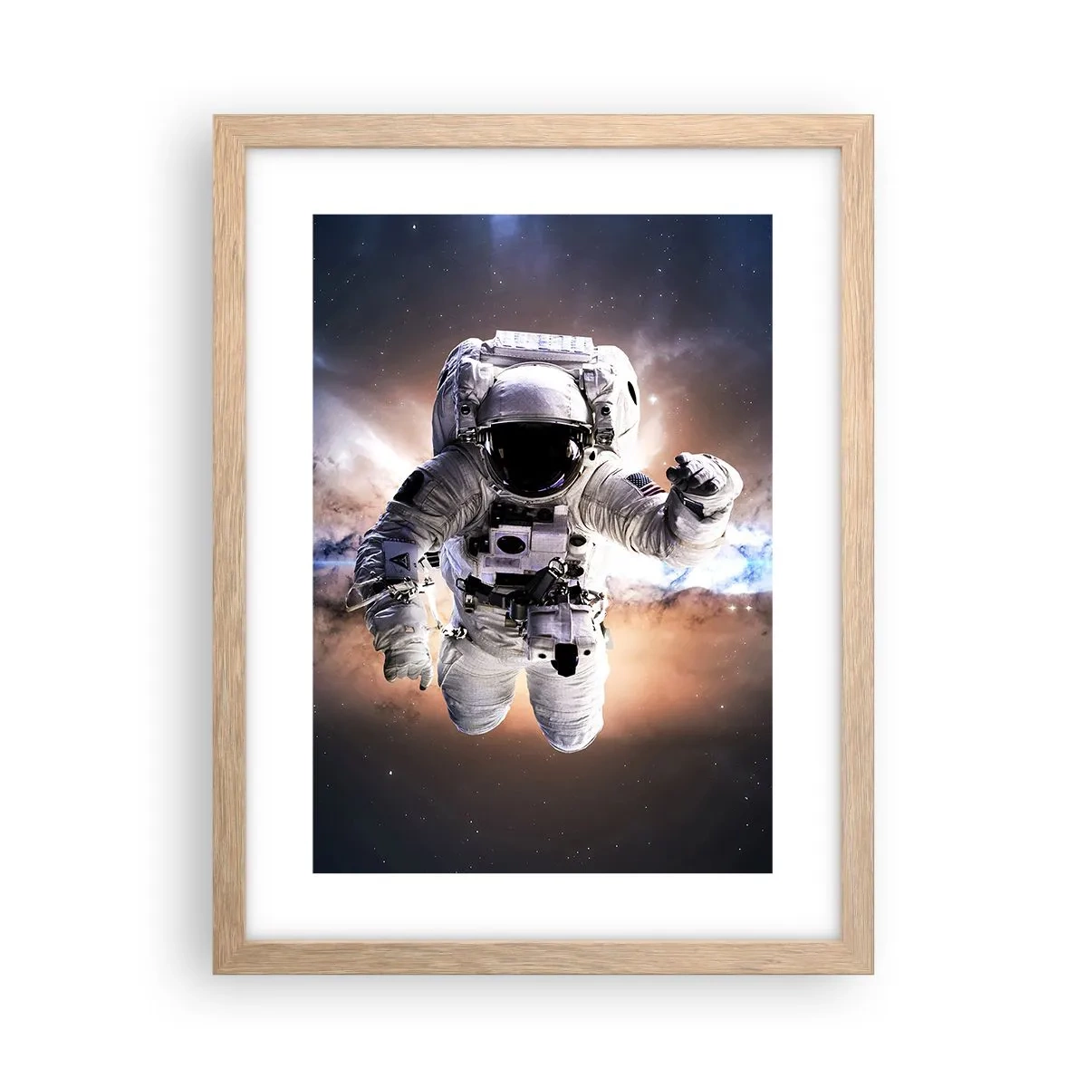 Poster în ramă de stejar deschis - Salutări din spațiul cosmic - 30x40 cm