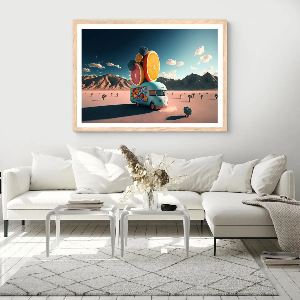 Poster în ramă de stejar deschis - Gustul vacanței - 100x70 cm