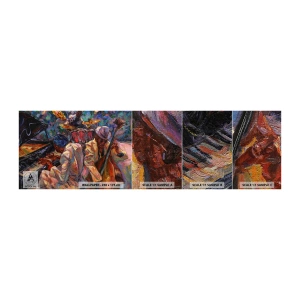 Mostră tapet Premium Sand - Într-un ritm - Muzică, Jazz, Contrabas - 100x30 cm