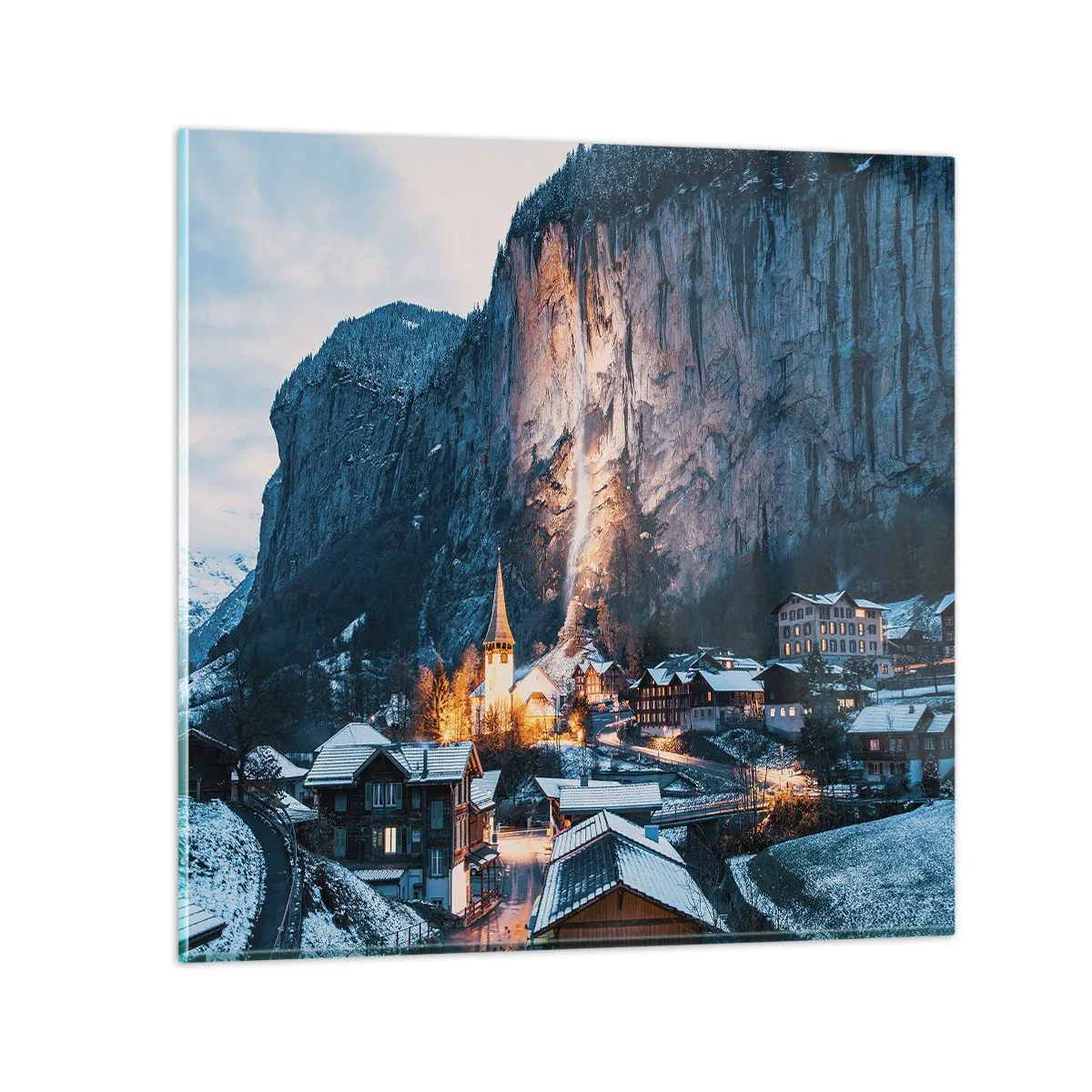 Tablou pe sticlă - Spiritul luminos al iernii - 30x30 cm