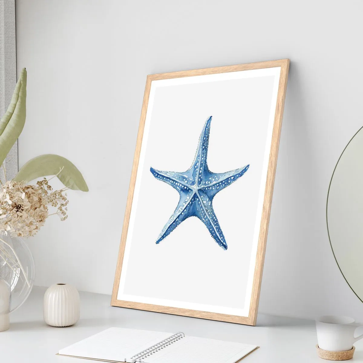 Poster în ramă de stejar deschis - Steaua mării - 50x70 cm