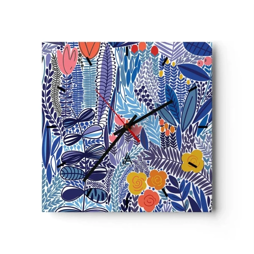 Ceas de perete - Ceas pe sticlă - Grădină havaiană - 30x30 cm