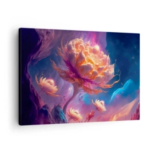 Tablou pe pânză Canvas - Flori fantastice într-un peisaj cosmic - 70x50cm - O altă lume - Decorațiune modernă pentru perete pentru living și dormitor ARTTOR