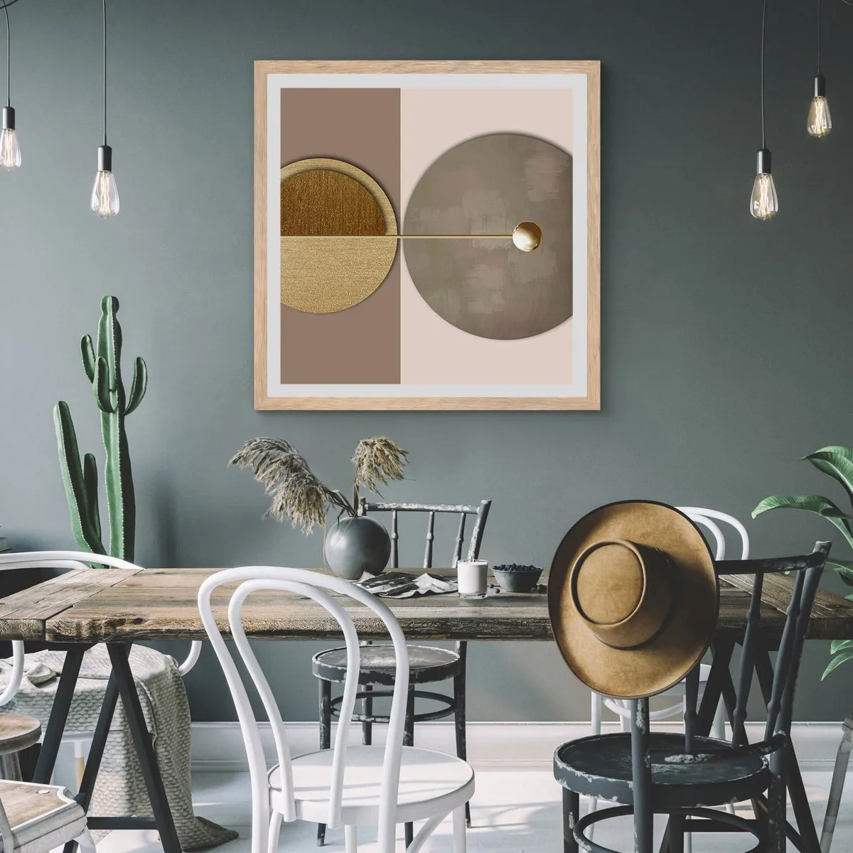 Poster în ramă de stejar deschis - Echilibru perfect - 60x60 cm