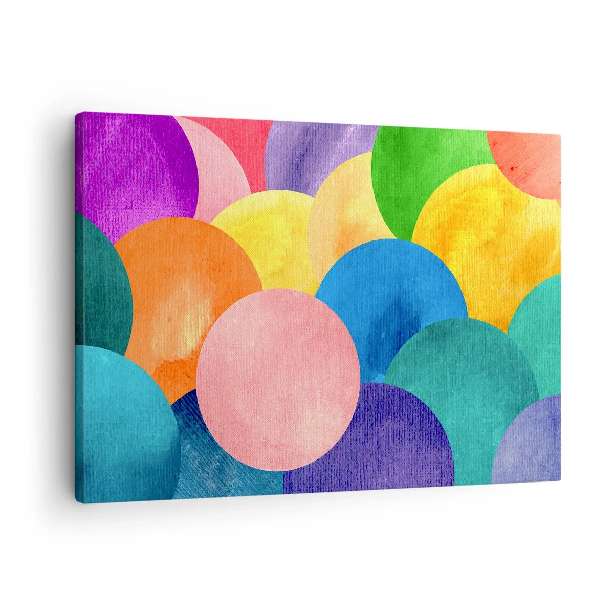 Tablou pe pânză Canvas - Cercuri colorate în stil acuarelă - 70x50cm - Plenitudinea originară a vieții - Decorațiune modernă pentru perete pentru living și dormitor ARTTOR