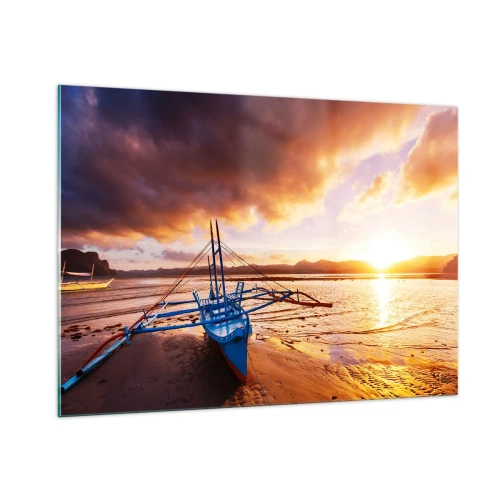 Tablou pe sticlă - După o zi lungă, întindeți-vă pe nisip - 100x70 cm