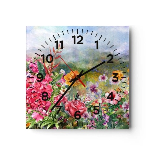 Ceas de perete - Ceas pe sticlă - O grădină înnebunită - 30x30 cm