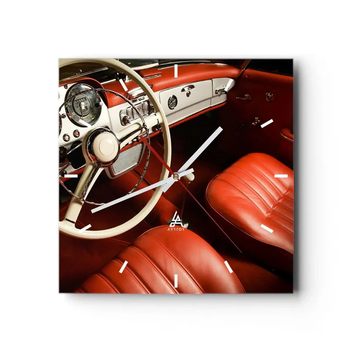 Ceas de perete - Ceas pe sticlă - Lux în stil vintage - 30x30 cm