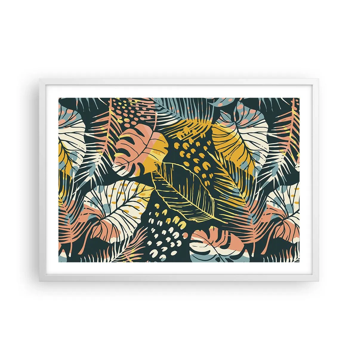 Poster în ramă albă - Fantezie cu frunze - 70x50 cm