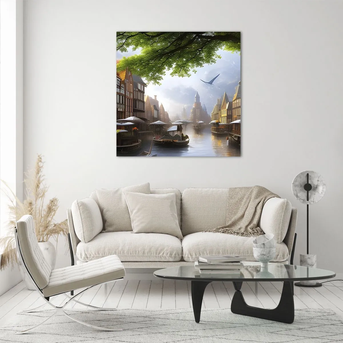 Tablou pe sticlă - Peisaj urban olandez - 40x40 cm