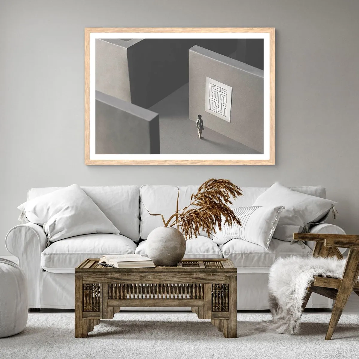 Poster în ramă de stejar deschis - Dar unde sunt? - 100x70 cm