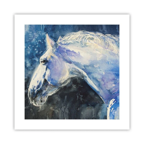 Poster - Portret într-o strălucire albastră - 40x40 cm