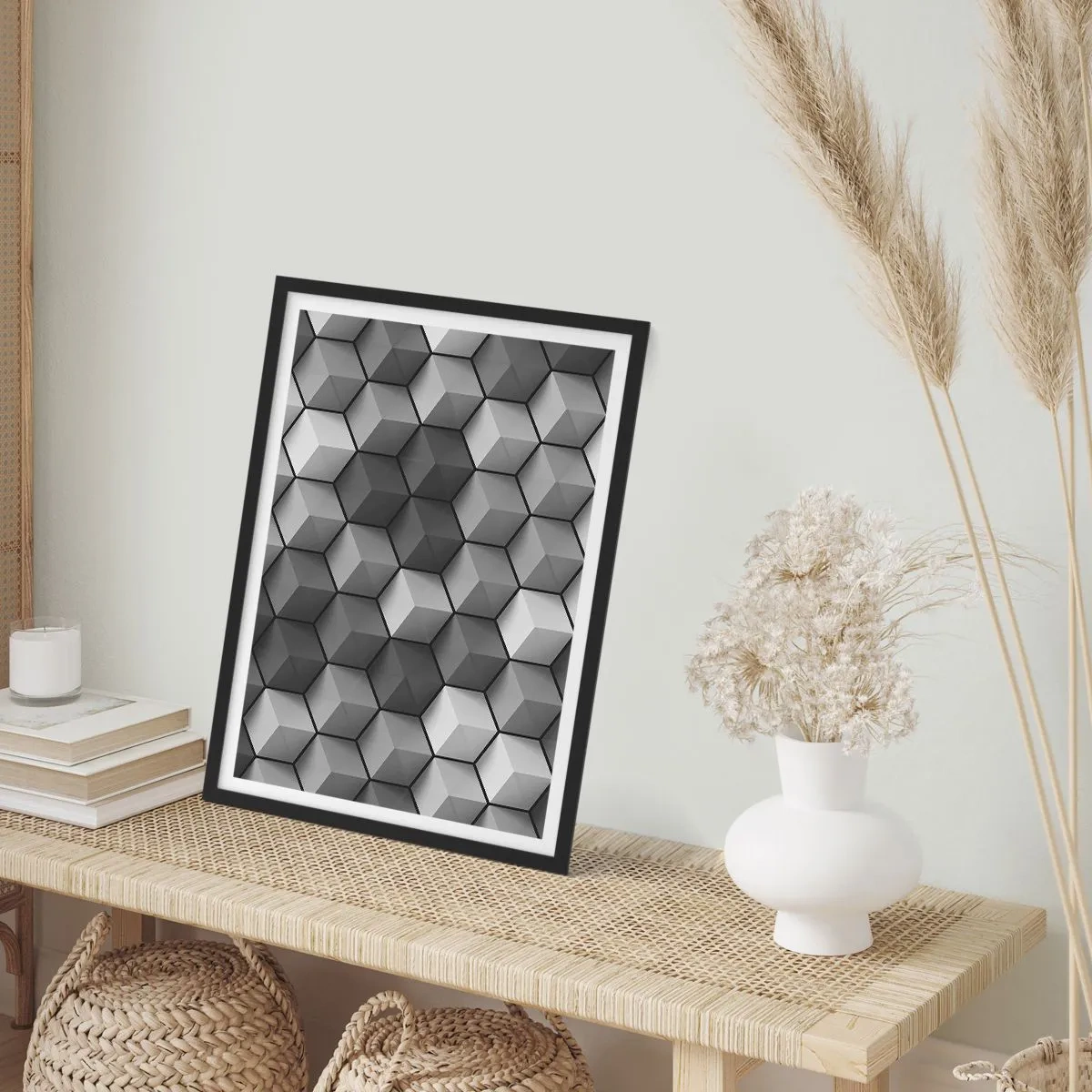 Poster în ramă neagră - Puzzle cubist - 30x40 cm