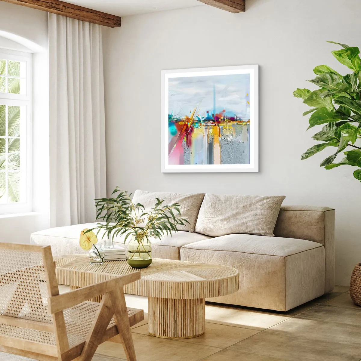 Poster în ramă albă - Pod de bucurie peste râul vieții - 40x40 cm