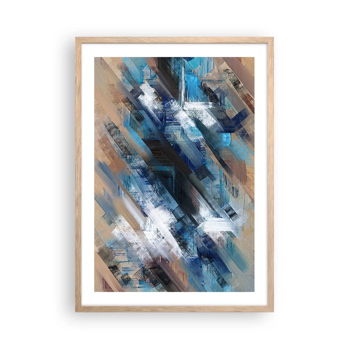 Poster în ramă de stejar deschis - Pe o pantă albastră - 50x70 cm