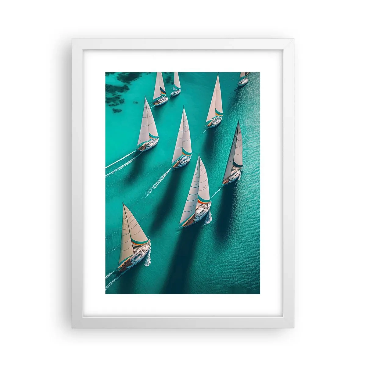 Poster în ramă albă - Cursa cu vântul - 30x40 cm