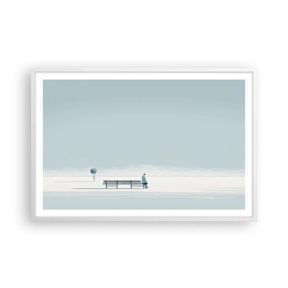 Poster în ramă albă - Da, aștept. - 91x61 cm