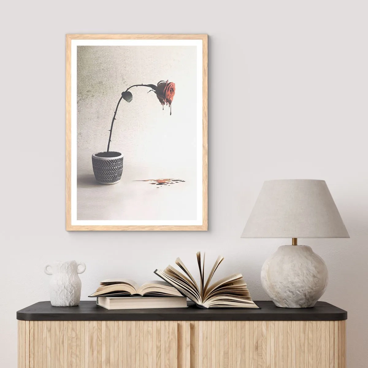 Poster în ramă de stejar deschis - Rosa dolorosa - 70x100 cm