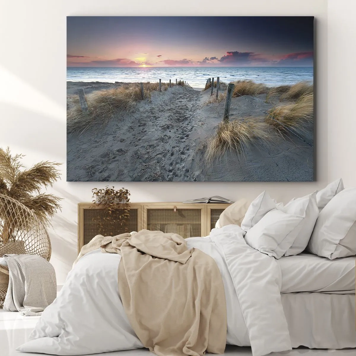 Tablou pe pânză Canvas - Calea care duce la plajă la apus - 70x50cm - Ai revărsat un curcubeu cu splendoare radiantă... - Decorațiune modernă pentru perete pentru living și dormitor ARTTOR