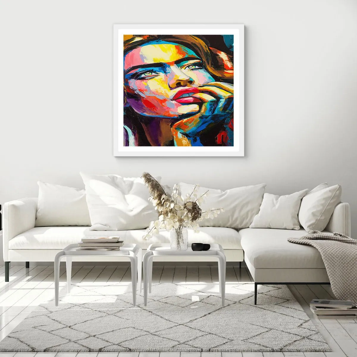 Poster în ramă albă - Visele ca niște păsări se înalță pe cer - 30x30 cm