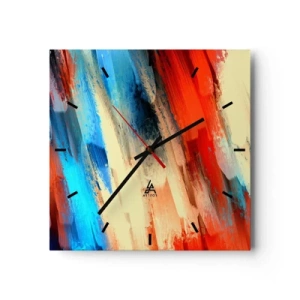 Ceas de perete - Ceas pe sticlă - O cascadă de culori - 30x30 cm