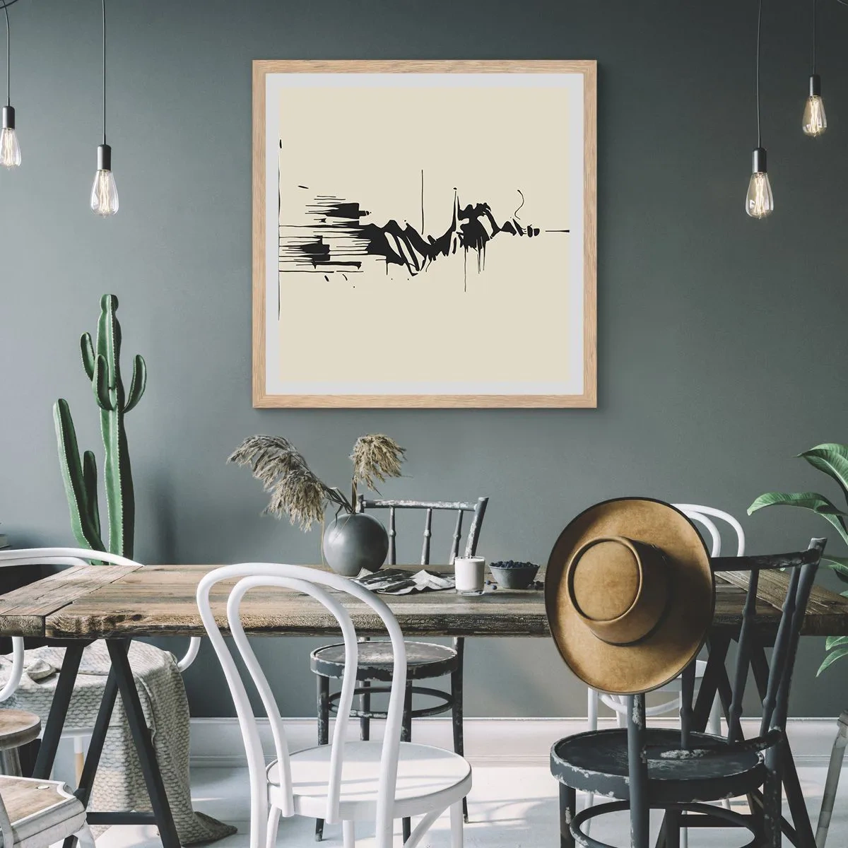 Poster în ramă de stejar deschis - Abstracție pripită - 60x60 cm