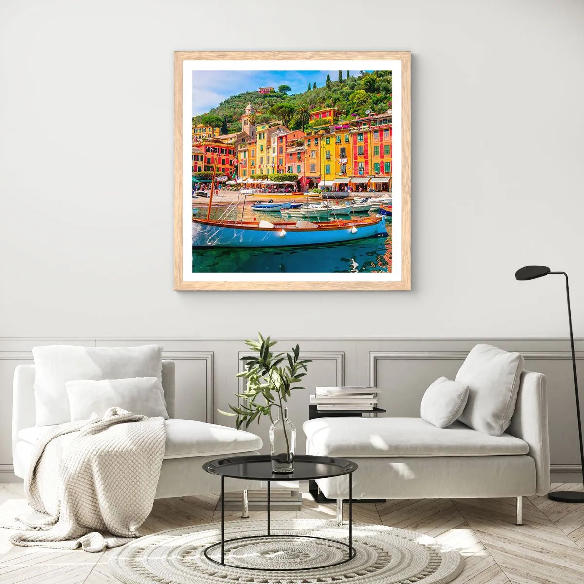 Poster în ramă de stejar deschis - O dimineață italiană - 40x40 cm