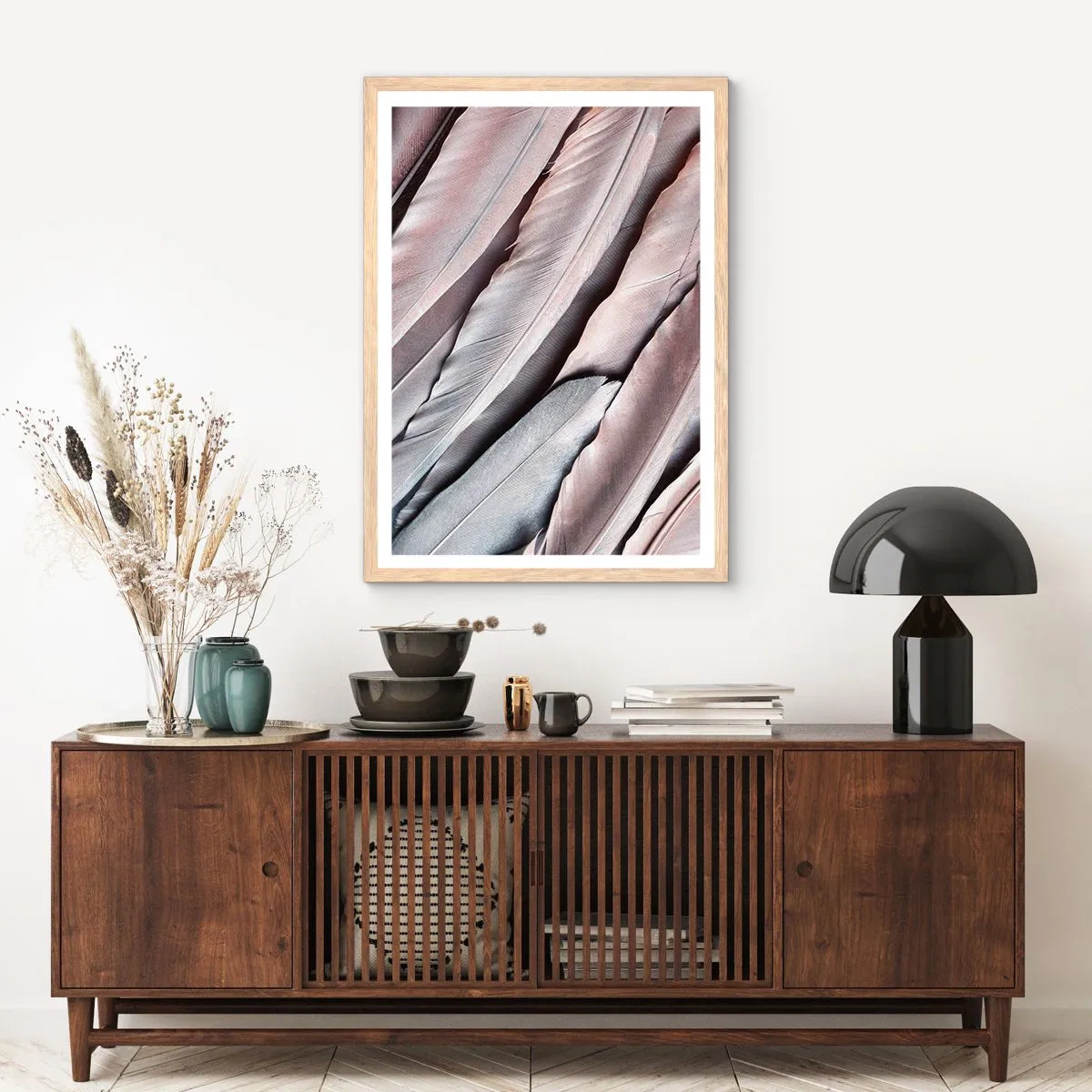 Poster în ramă de stejar deschis - Argintul roz - 30x40 cm