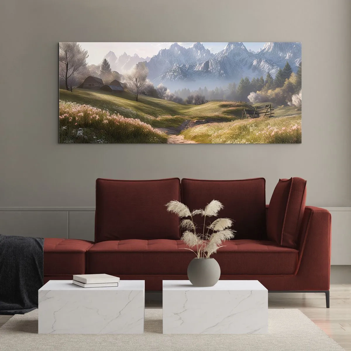 Tablou pe sticlă - Valea idilică - 160x50 cm