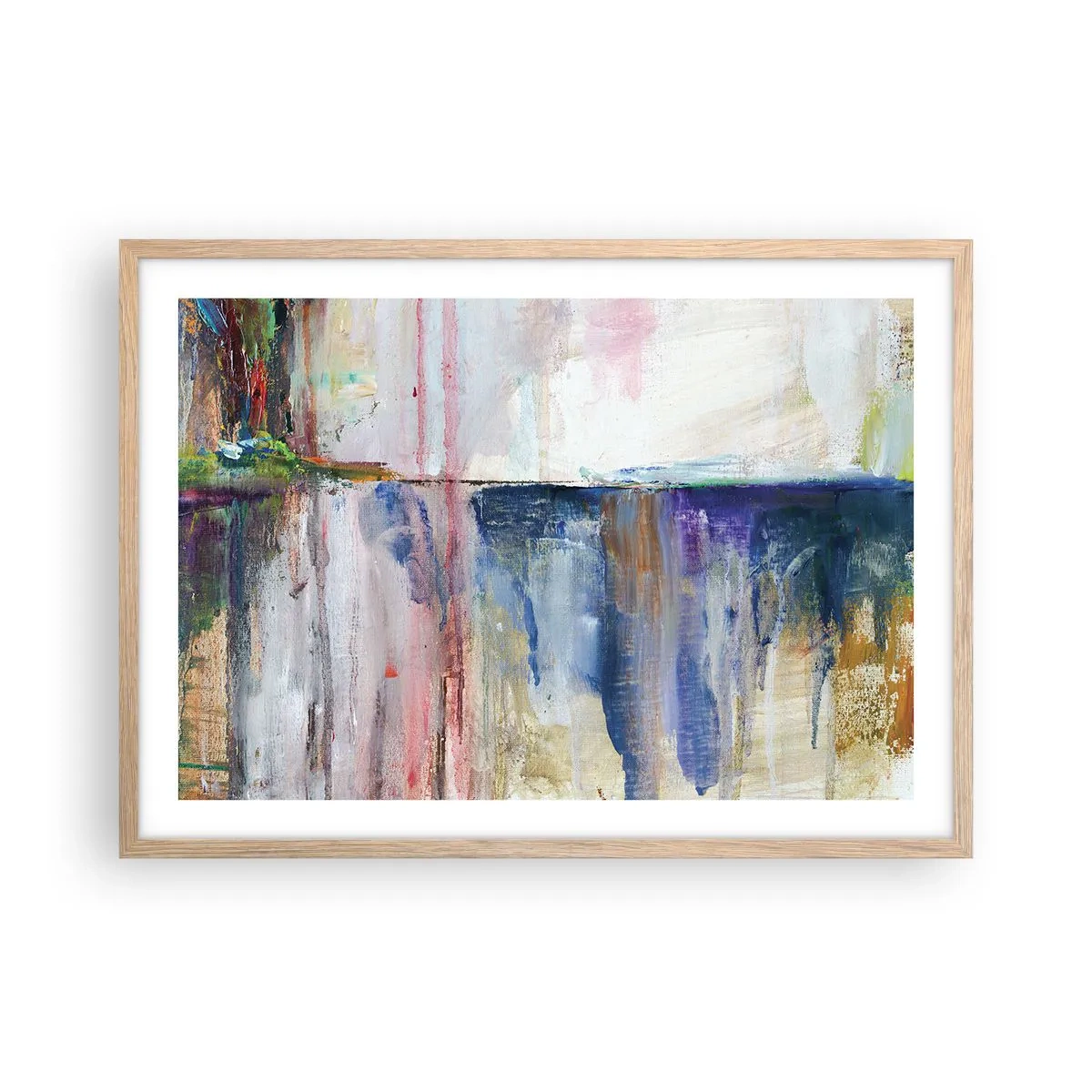 Poster în ramă de stejar deschis - Impresii și asociații colorate - 70x50 cm