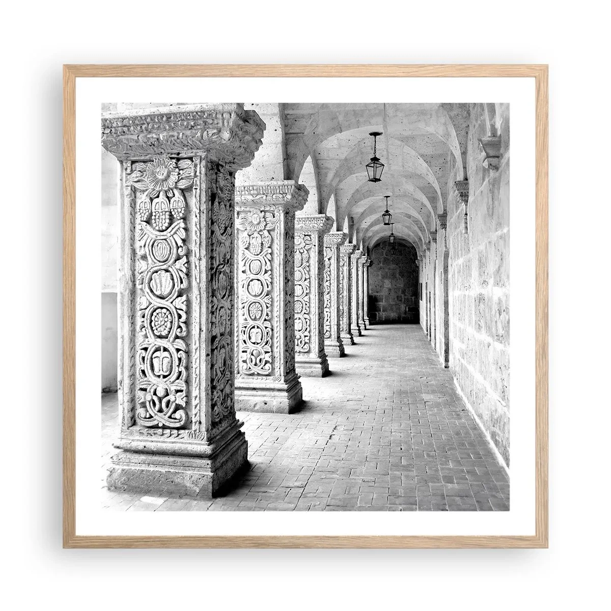 Poster în ramă de stejar deschis - Și încotro…? - 60x60 cm