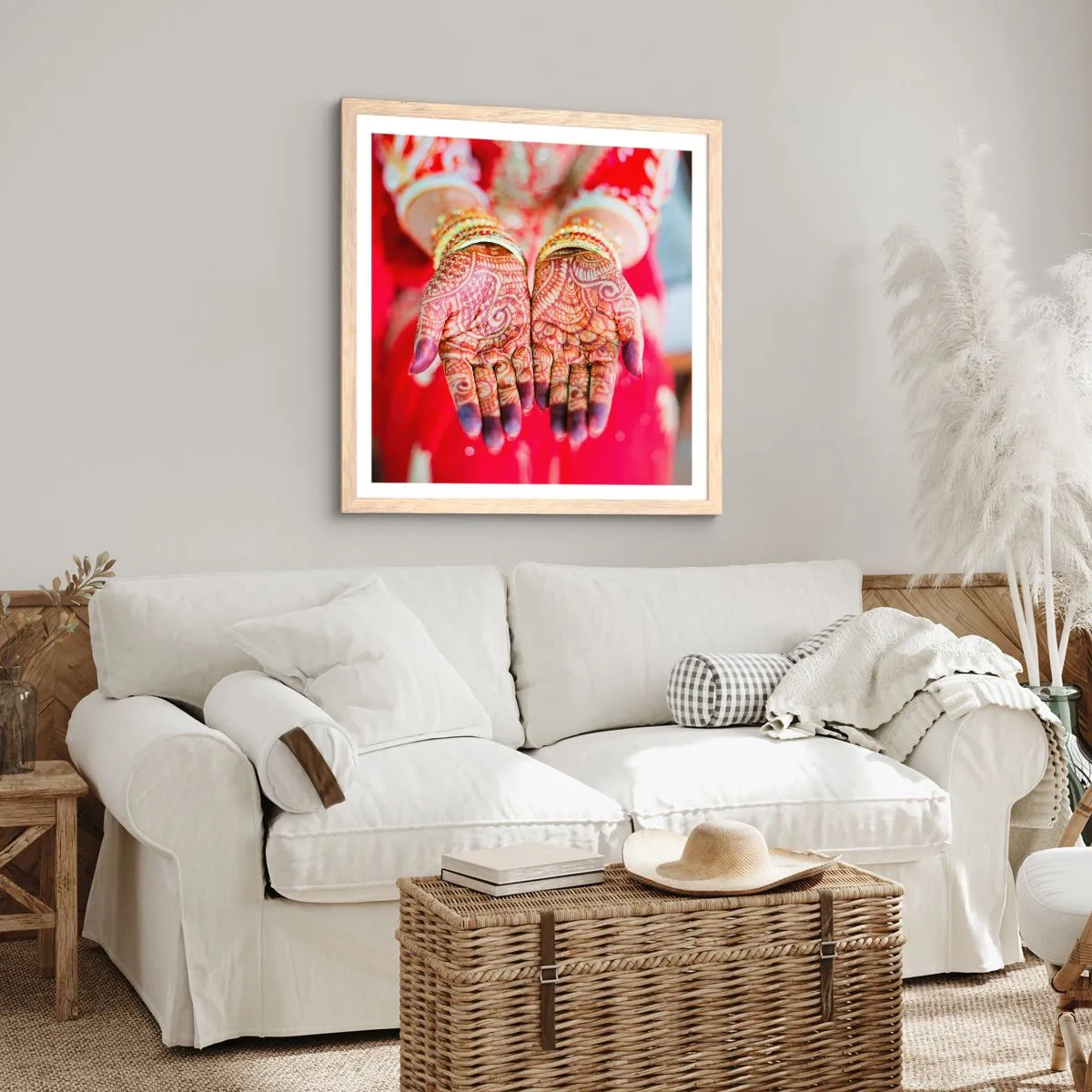 Poster în ramă de stejar deschis - Gata să prindă fericirea - 40x40 cm