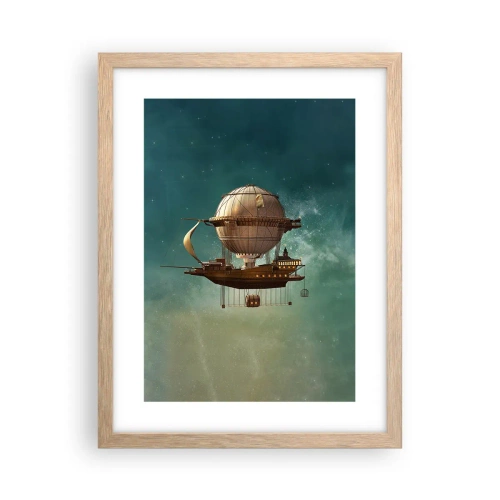 Poster în ramă de stejar deschis - Jules Verne vă transmite salutări - 30x40 cm