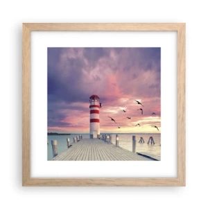 Poster în ramă de stejar deschis - Să ne întoarcem în port - 30x30 cm