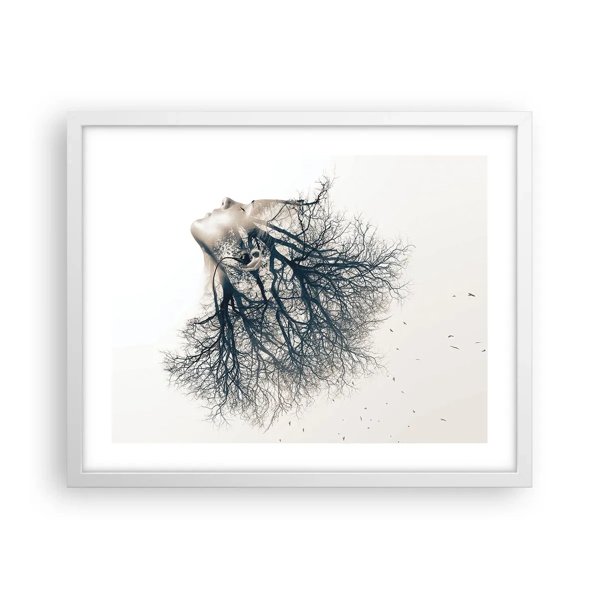 Poster în ramă albă - Ascultând șoapta copacului - 50x40 cm