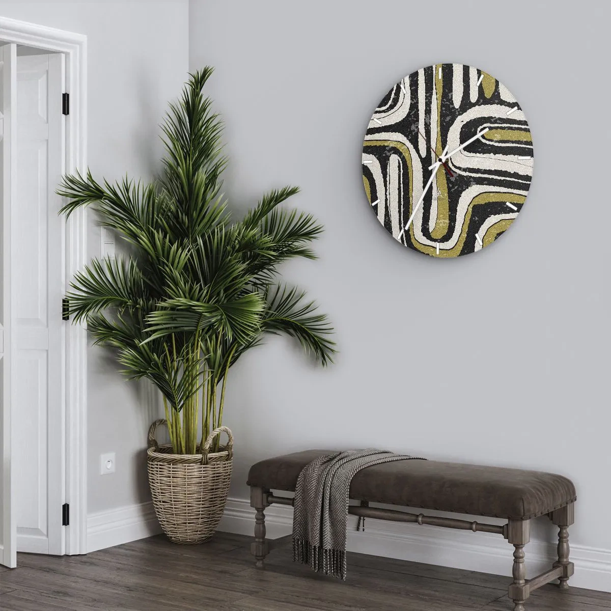 Ceas de perete - Ceas pe sticlă - Compoziție: pasaje și alei - 30x30 cm