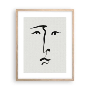 Poster în ramă de stejar deschis - Portret tras cu o linie - 40x50 cm