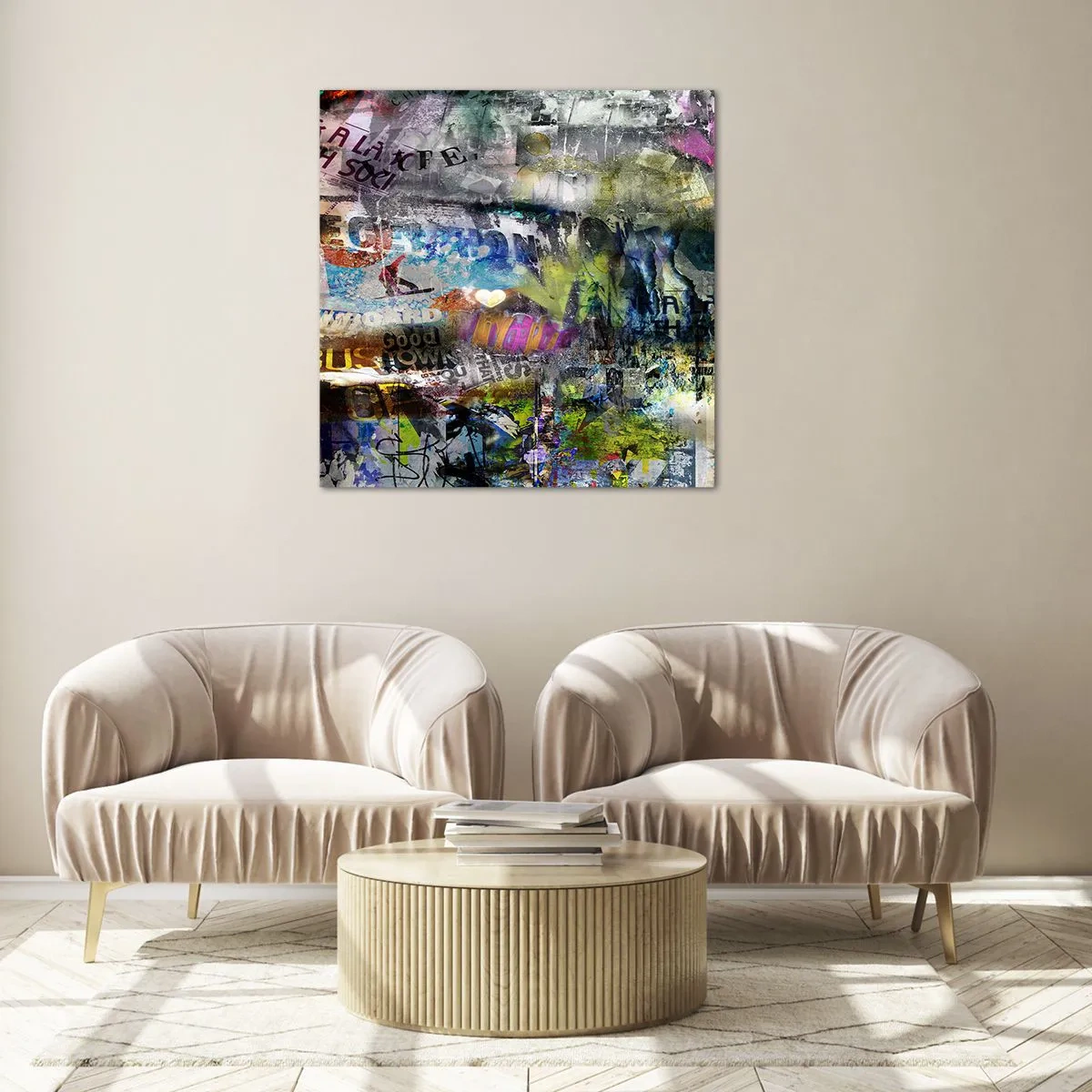 Tablou pe sticlă - Colaj de amintiri - 70x70 cm