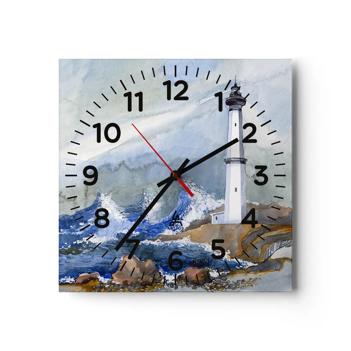 Ceas de perete - Ceas pe sticlă - Împotriva întunericului și a furtunii - 40x40 cm