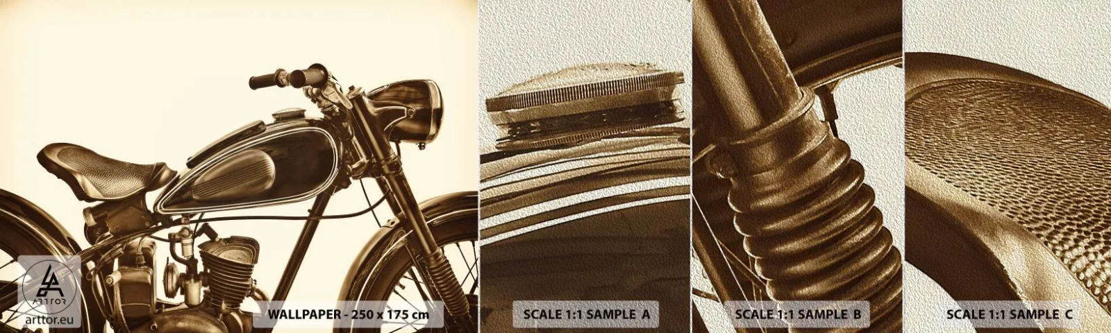 Mostră tapet Premium Sand - Dorul de clasici - Motocicletă, Epocă, Automobile - 100x30 cm