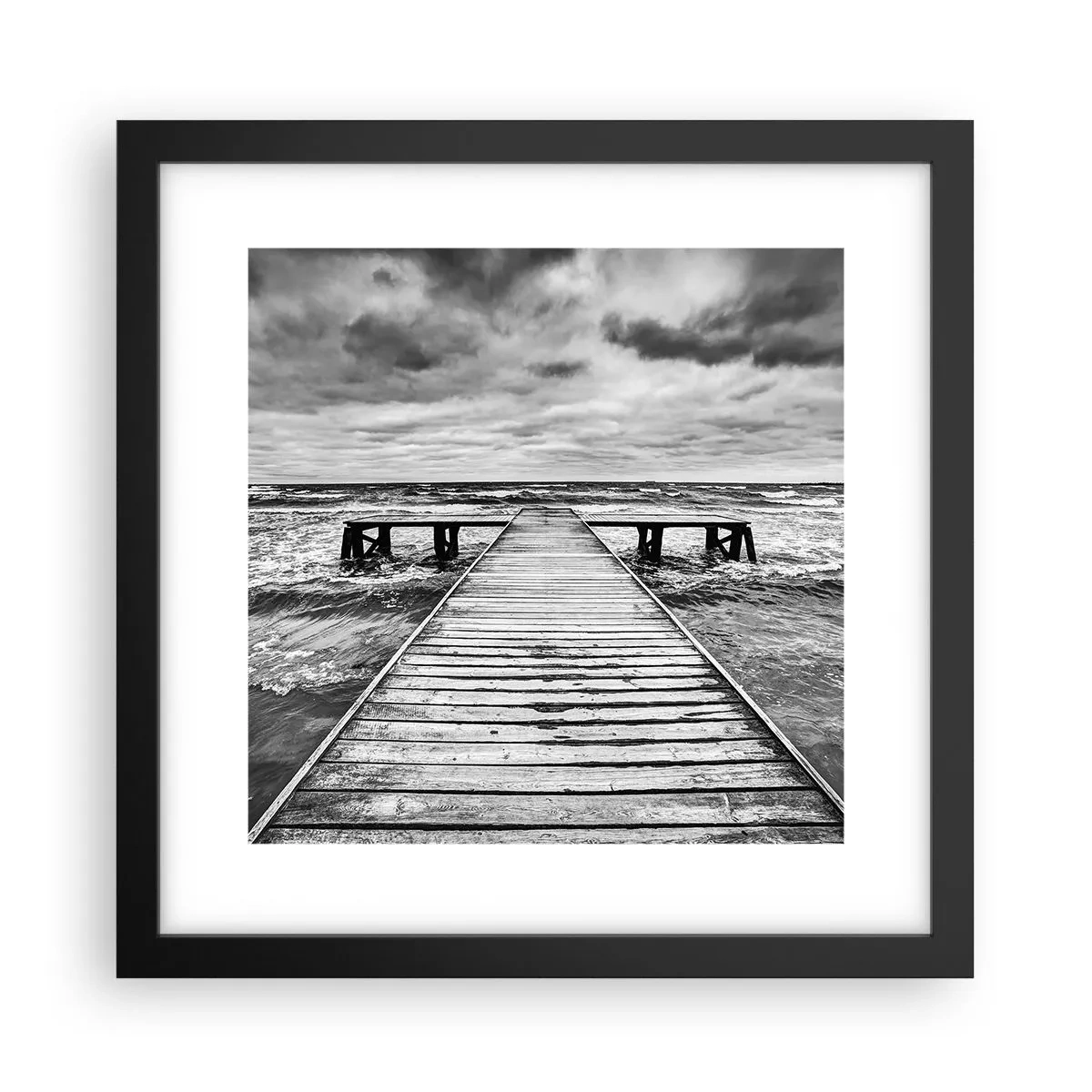 Poster în ramă neagră - Aștept ca vântul să fugărească... - 30x30 cm