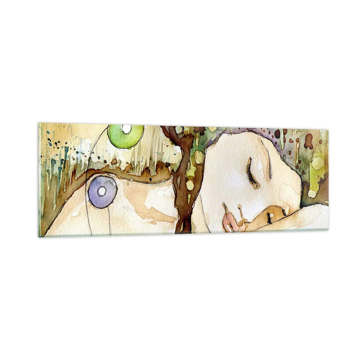 Tablou pe sticlă - Visul violet smarald - 90x30 cm