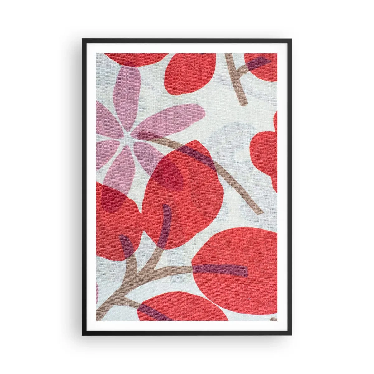 Poster în ramă neagră - Aranjament floral în roz - 70x100 cm