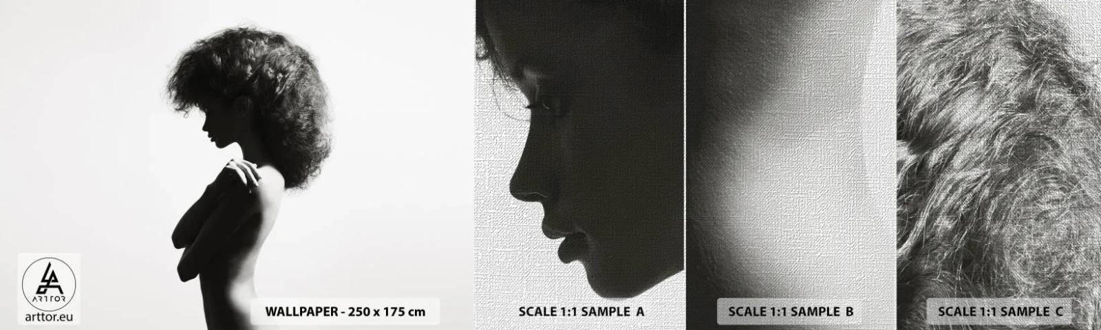 Mostră tapet Premium Canvas - Ca o floare pe o tulpină subțire - Femeie, Corp, Model - 100x30 cm