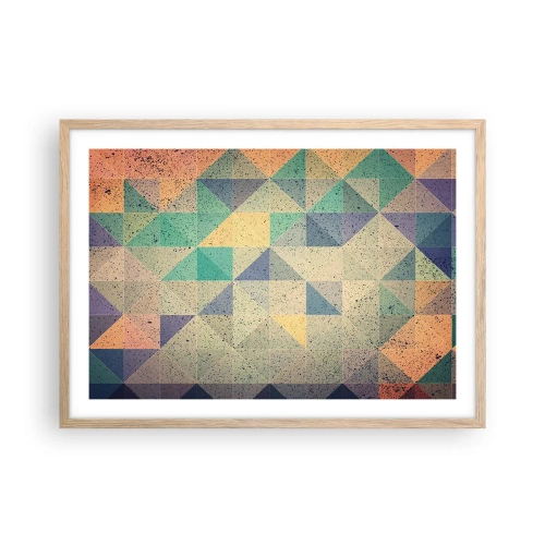 Poster în ramă de stejar deschis - Republica triunghiurilor - 70x50 cm