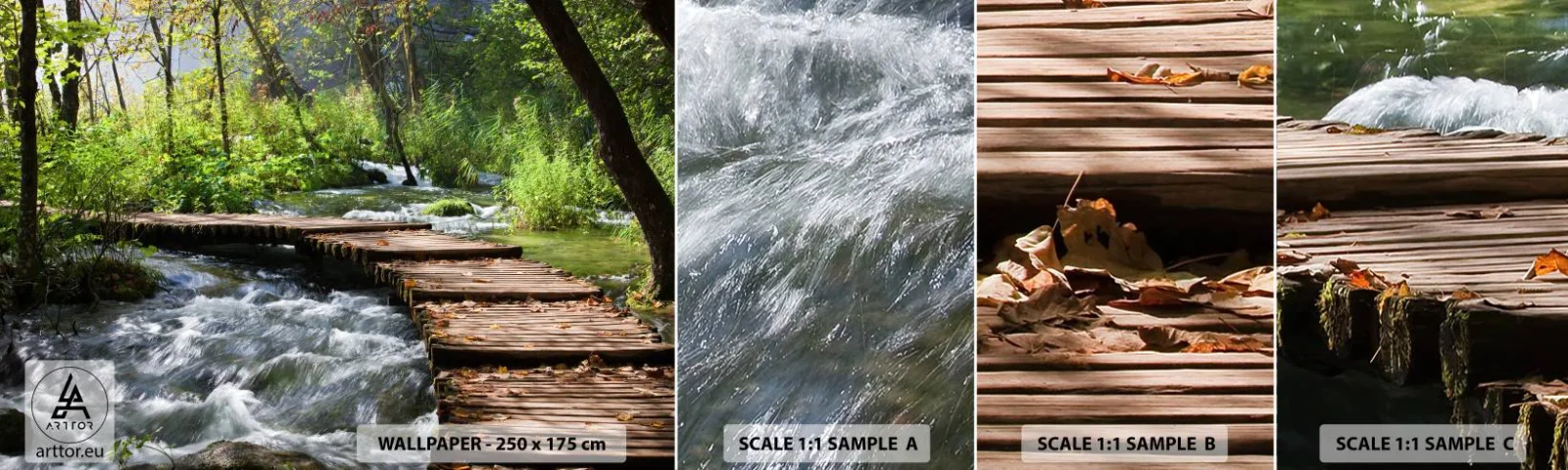 Mostră de Tapet Standard Eco - Cascadă spumoasă - Peisaj, Croaţia, Natură - 100x30 cm