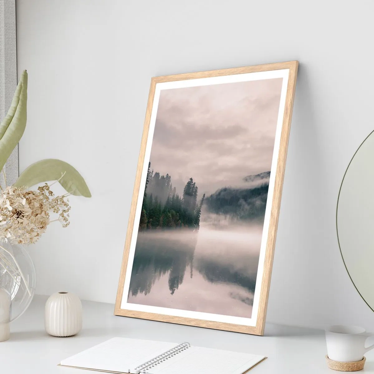 Poster în ramă de stejar deschis - În reverie, în ceață - 40x50 cm