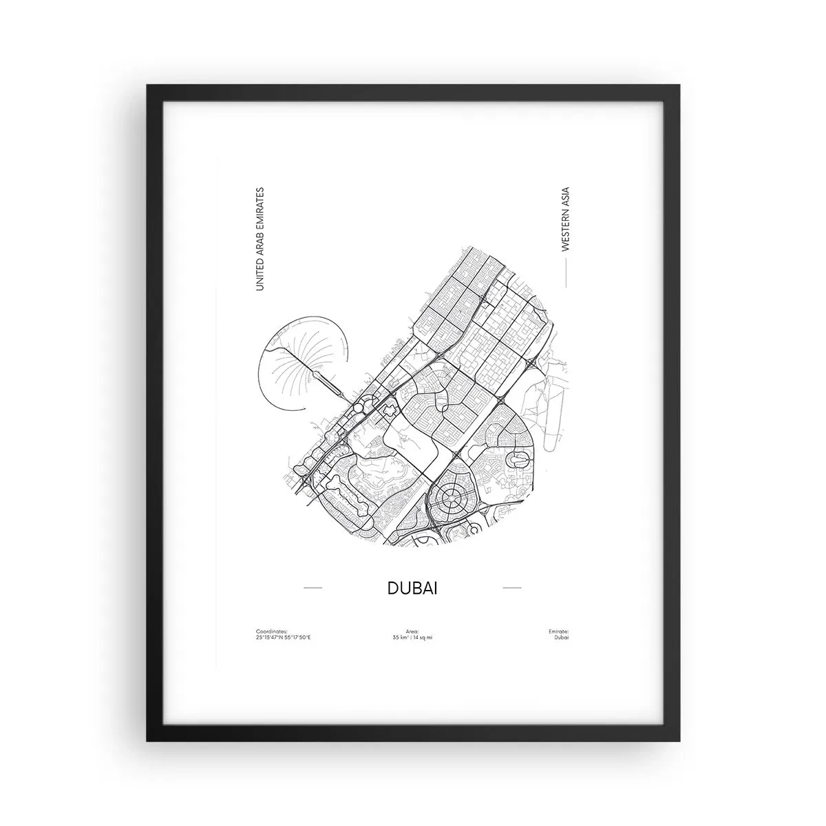 Poster în ramă neagră - Anatomia Dubaiului - 40x50 cm