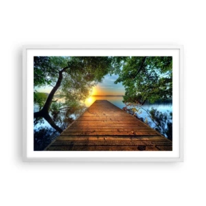 Poster în ramă albă - Nu te grăbi, stai jos - 70x50 cm