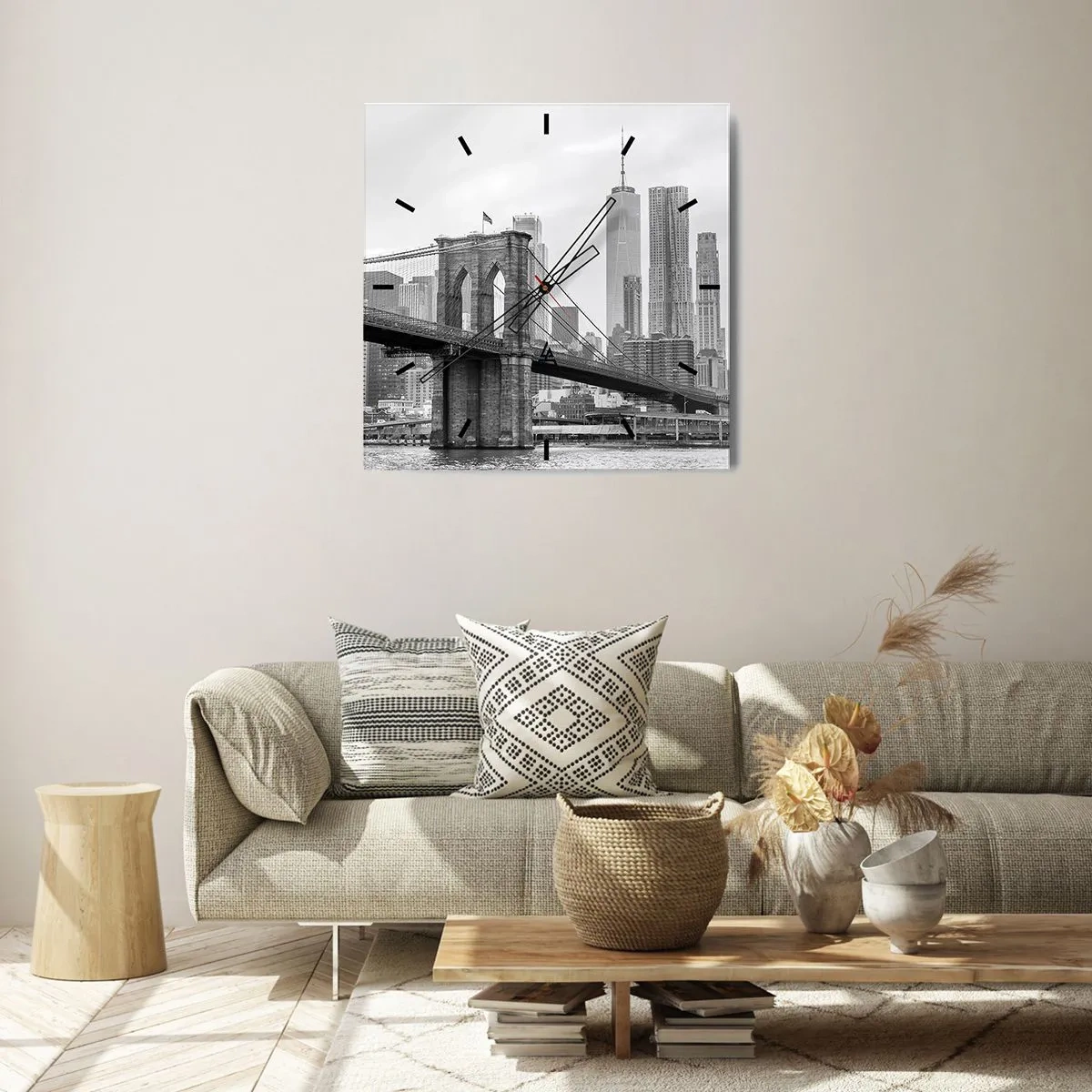 Ceas de perete - Ceas pe sticlă - New York vibes - 30x30 cm
